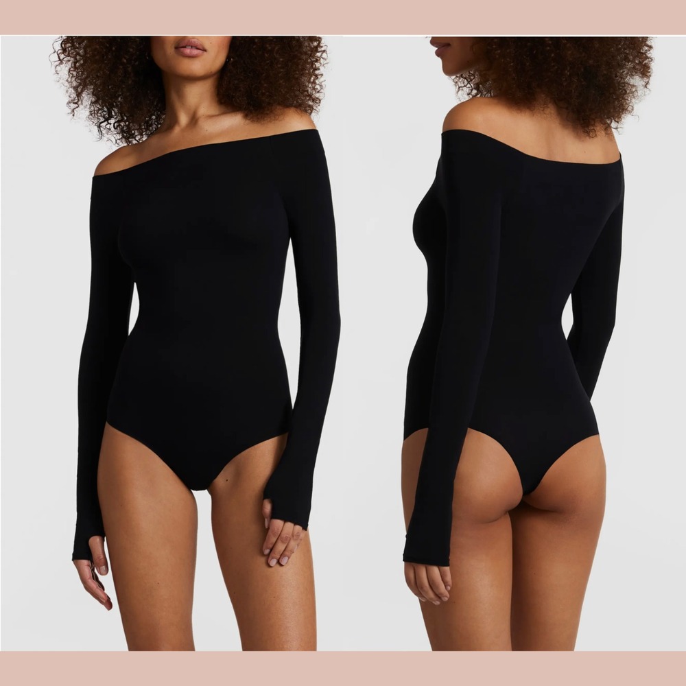 NIB $128 Commando [ OS ] Off Shoulder Ballet Bodysuit w/ Thumbholes Black‎ T2112